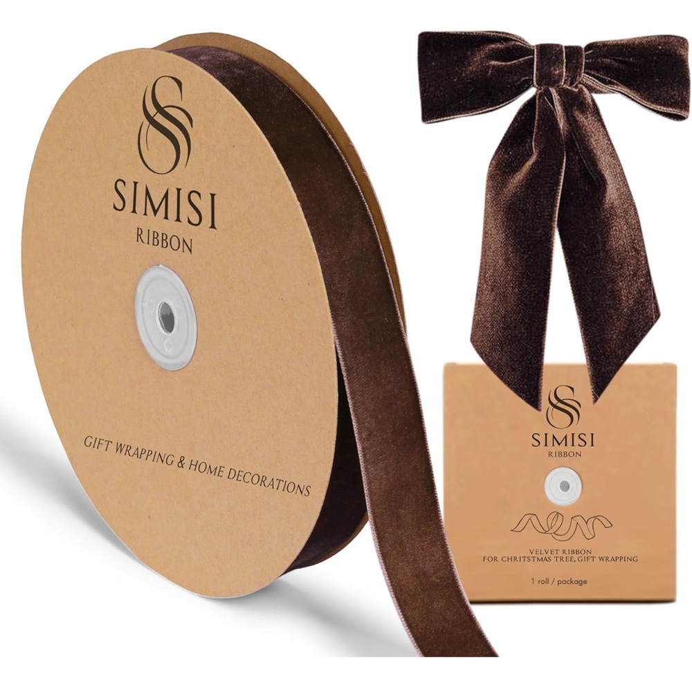 Simisi 1” Brown Velvet Ribbon